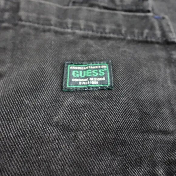 Vintage Guess Jeans Jacket Women's Medium Black Denim Plaid Lined Button Up - Picture 4 of 9